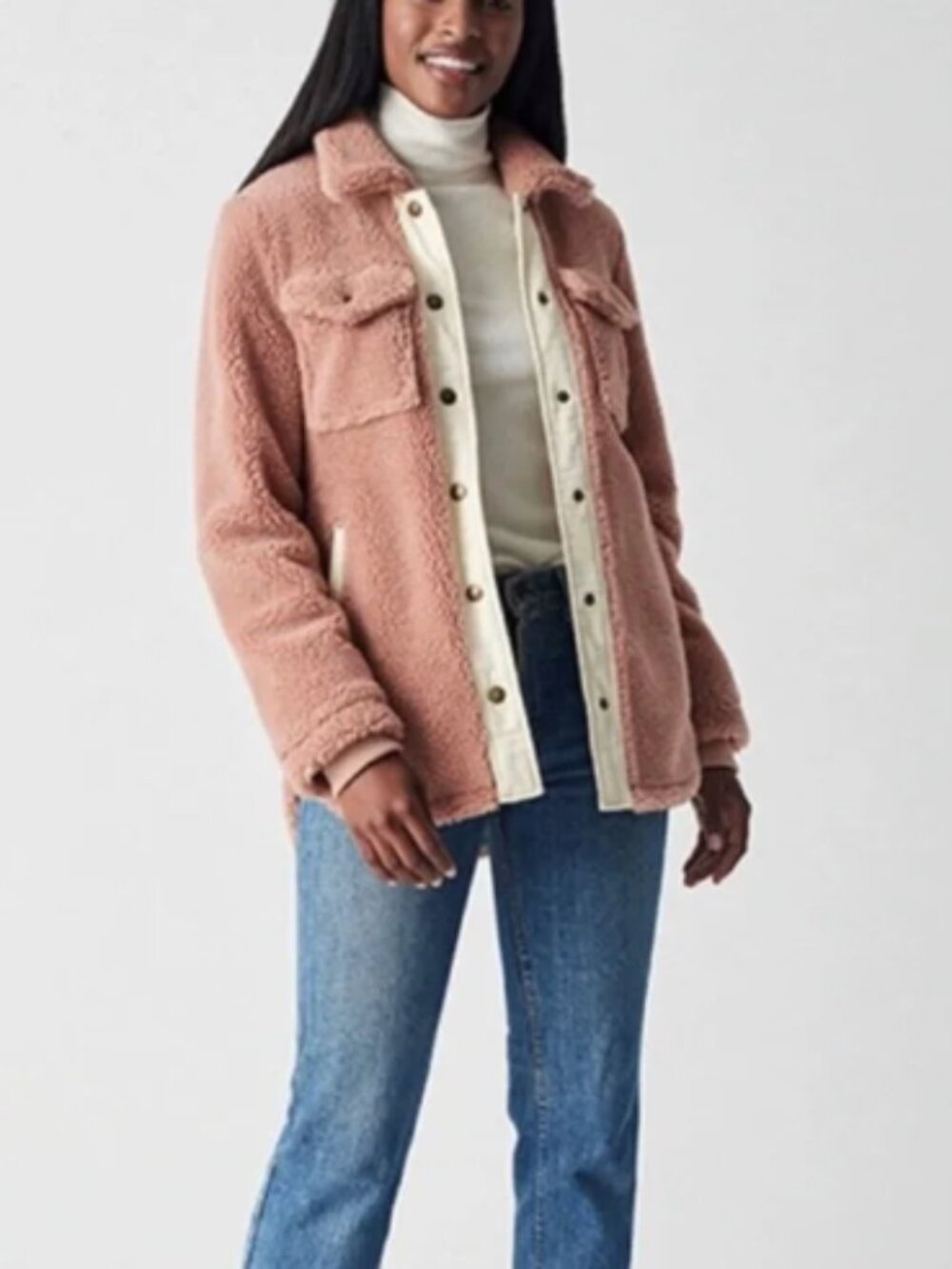 Faherty Eldridge Sport Sherpa  Pink Beige Jacket XL